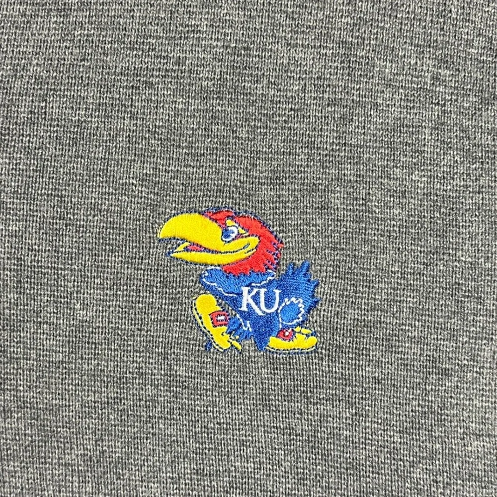 Vantage Kansas Jayhawks Sweater Vest Men 2X Gray Cotton V-Neck Embroidered Logo